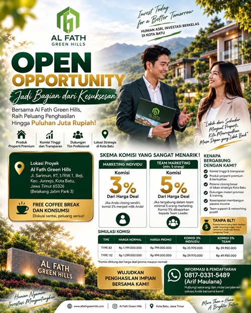 Open Opprtunity Al Fath Green Hills Batu